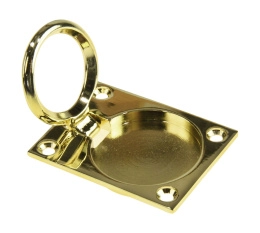 Ручка палубная потайная 63х48х8 мм полированная латунь (12171)